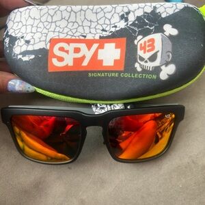 SPY + helm Signature Sunglasses with Red-Orange Lenses